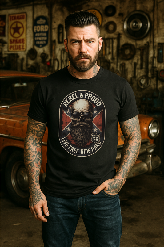 Rebel Proud Skull Beard Biker Vintage Style