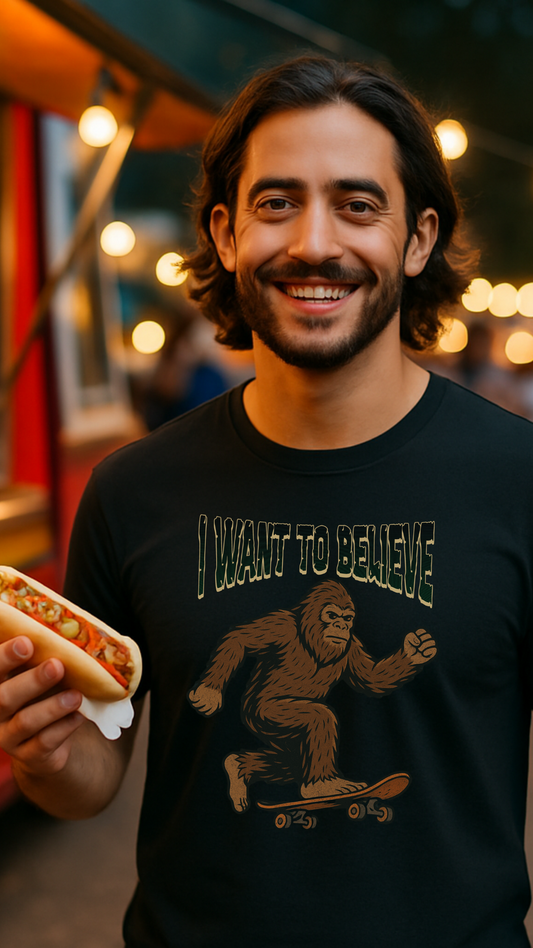 I Want to Believe – Bigfoot on Board - Premium T-Shirt