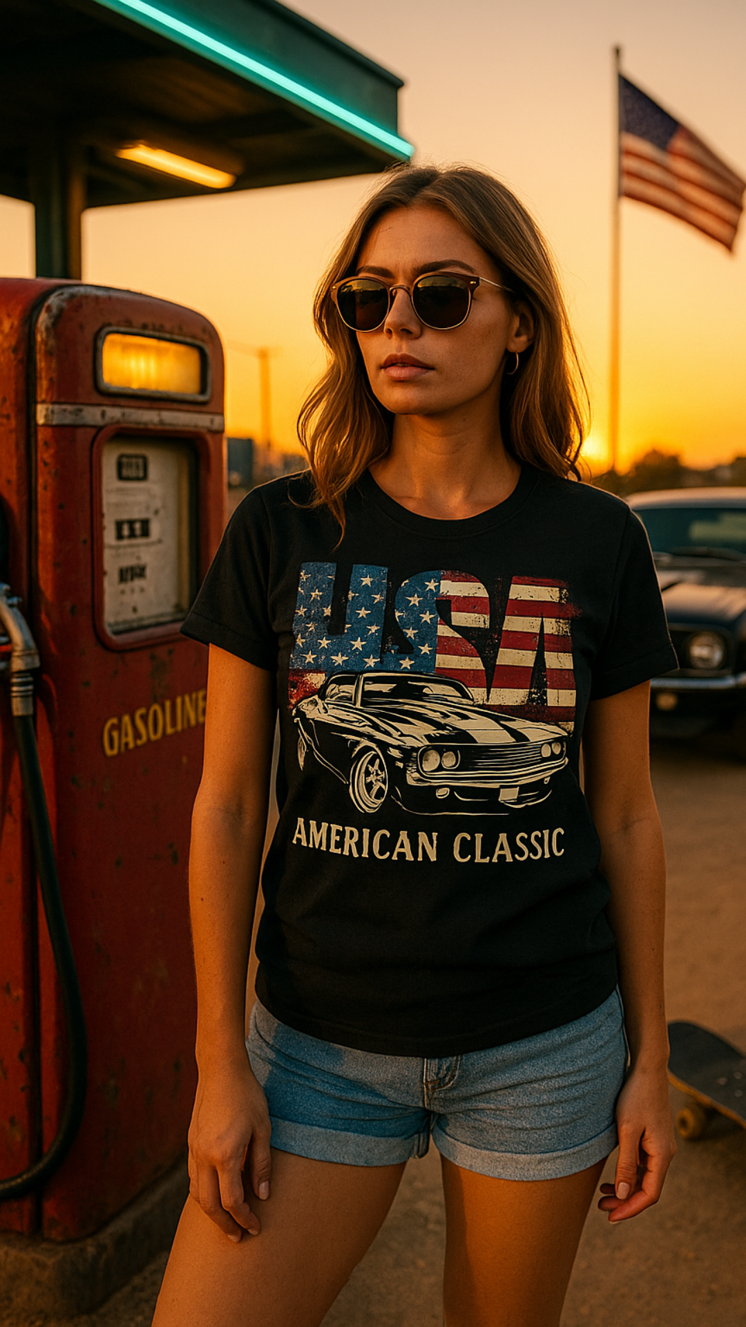 🗽USA American Classic – Muscle Car & Flag