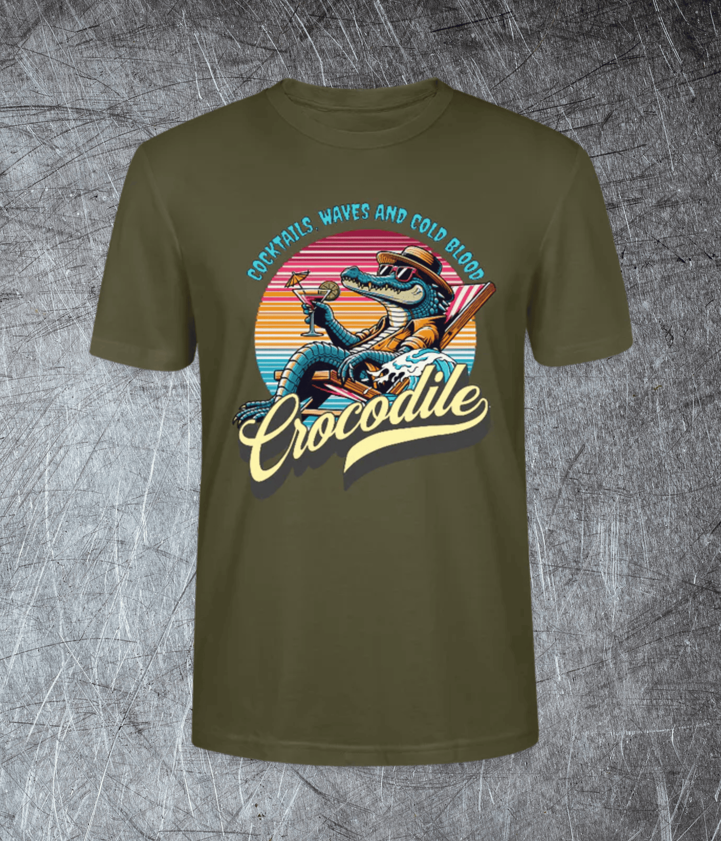 Cocktails, Waves & Cold Blood – Crocodile Chill Premium T-Shirt