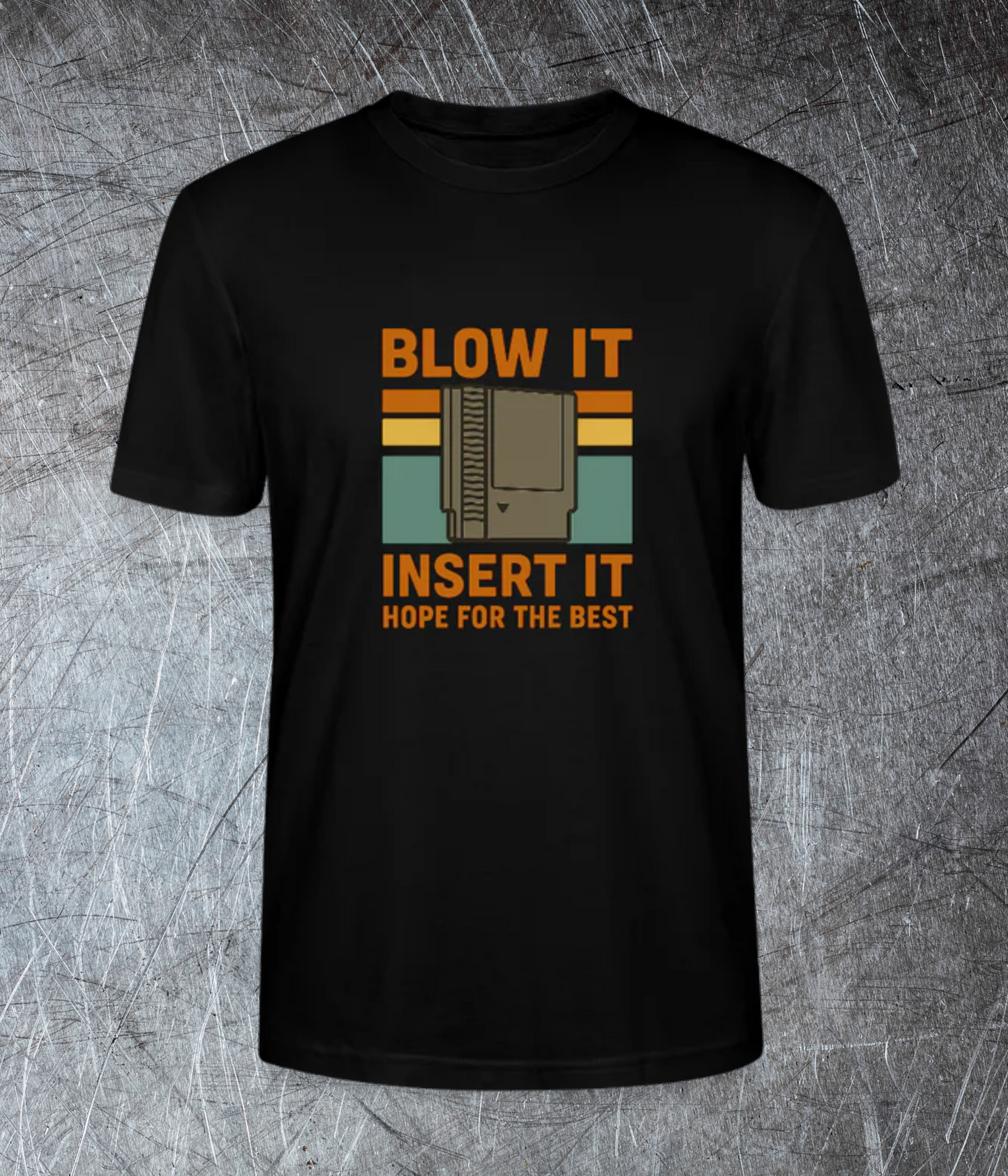 Retro Gaming T-Shirt – Blow It Insert It Hope for the Best | 80s Konsole Premium T-Shirt