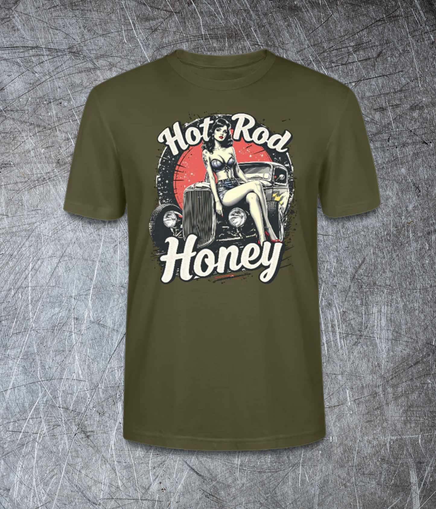 Hot Rod Honey Vintage Pin Up Retro Car Girl
