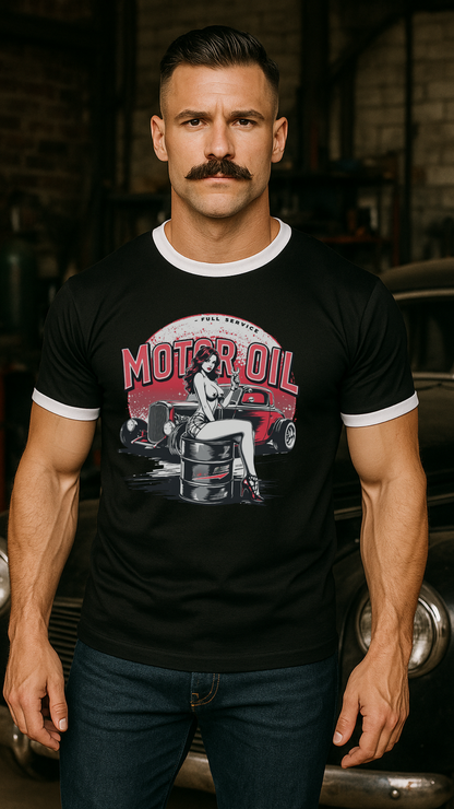 Motor Oil – Full Service Babe - Männer Kontrast-T-Shirt