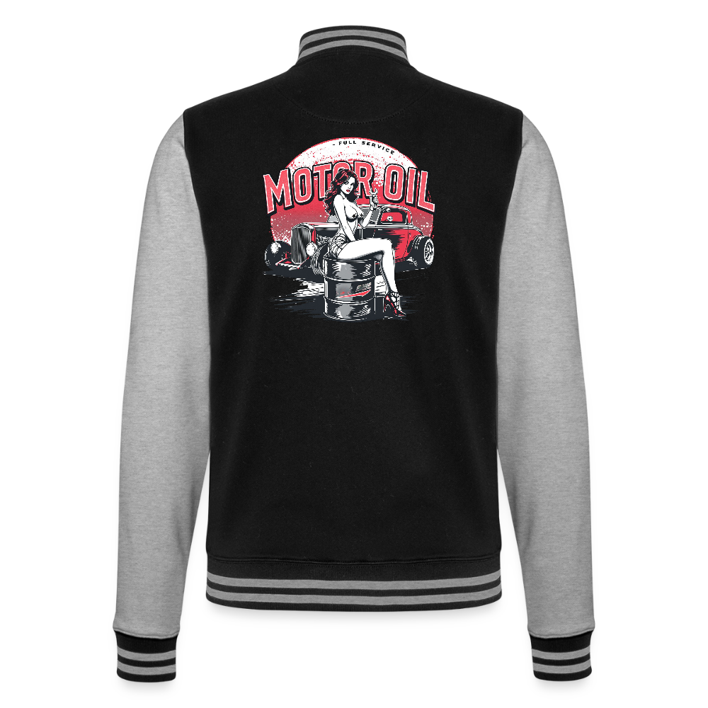 Motor Oil – Full Service Babe - College-Sweatjacke - Schwarz/Grau meliert