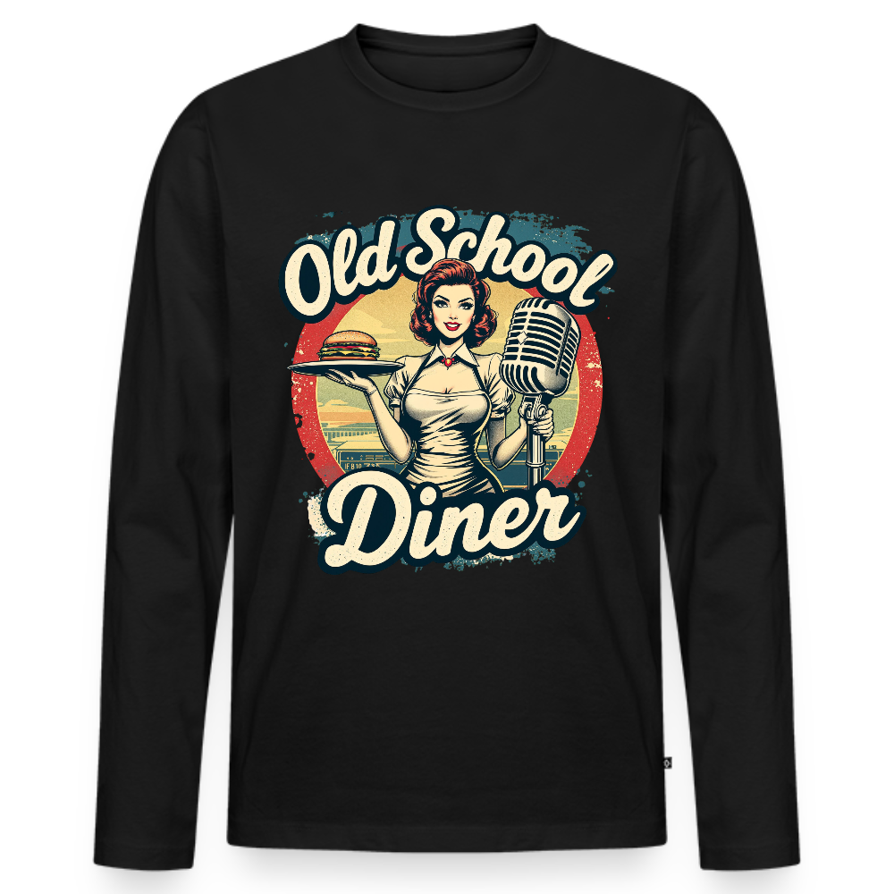 Old School Diner – Classic 50s Style  - Männer Premium Bio Langarmshirt - Schwarz