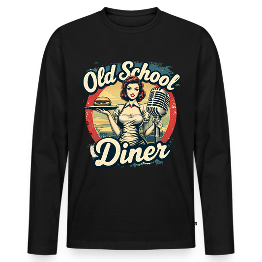 Old School Diner – Classic 50s Style  - Männer Premium Bio Langarmshirt - Schwarz