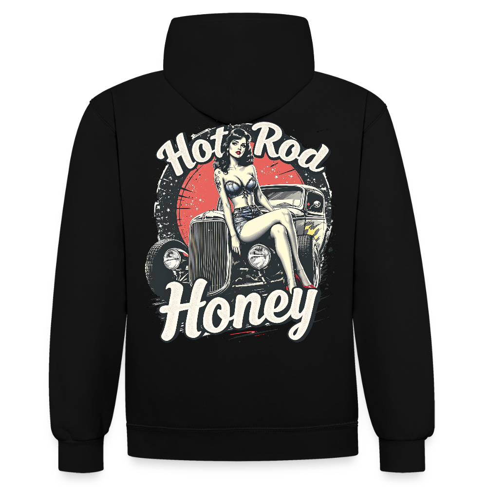 Hot Rod Honey - Kontrast-Hoodie - Schwarz/Rot