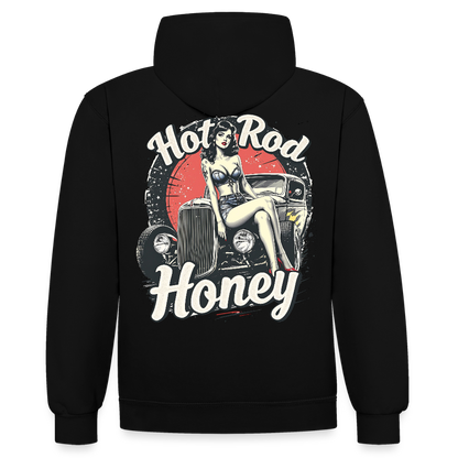Hot Rod Honey - Kontrast-Hoodie - Schwarz/Rot