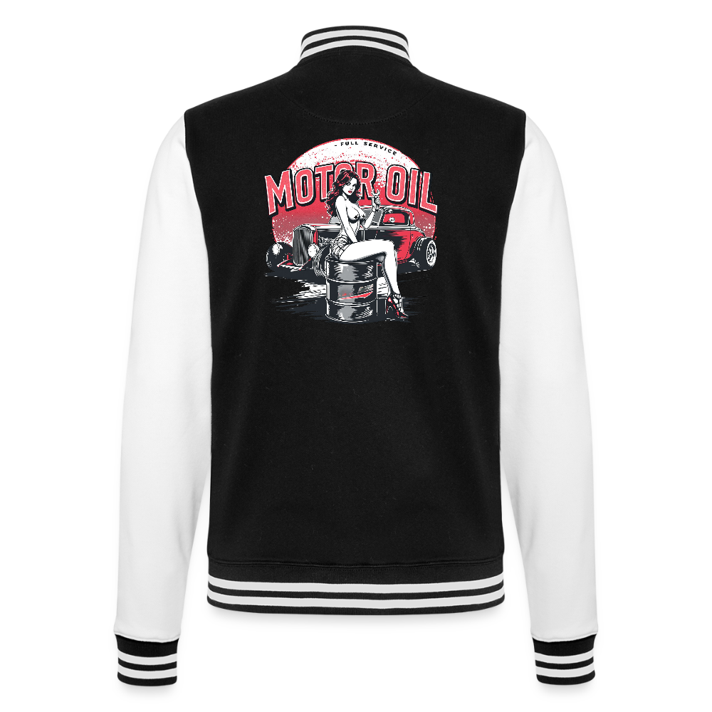 Motor Oil – Full Service Babe - College-Sweatjacke - Schwarz/Weiß