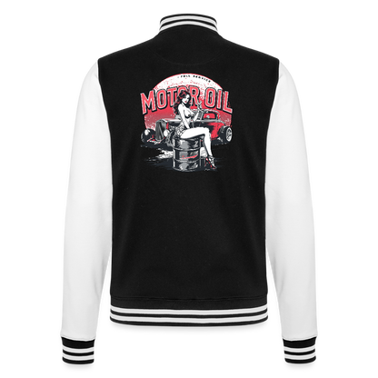 Motor Oil – Full Service Babe - College-Sweatjacke - Schwarz/Weiß
