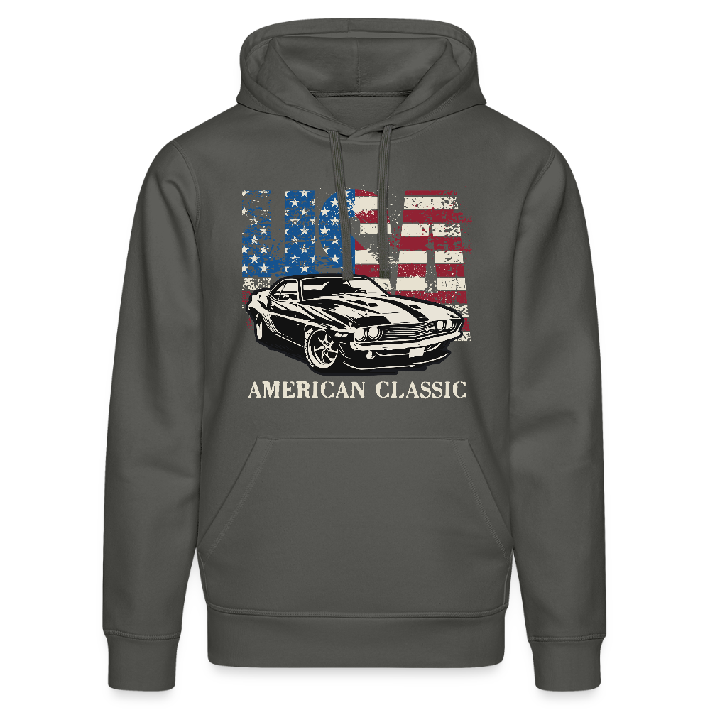 USA American Classic – Muscle Car & Flag - Stanley/Stella Unisex Bio-Hoodie DRUMMER - Anthrazit