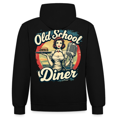 Old School Diner – Classic 50s Style - Kontrast-Hoodie - Schwarz/Rot