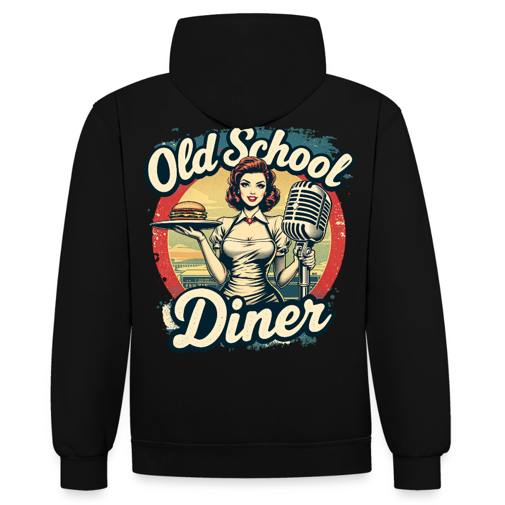 Old School Diner – Classic 50s Style - Kontrast-Hoodie - Schwarz/Gold