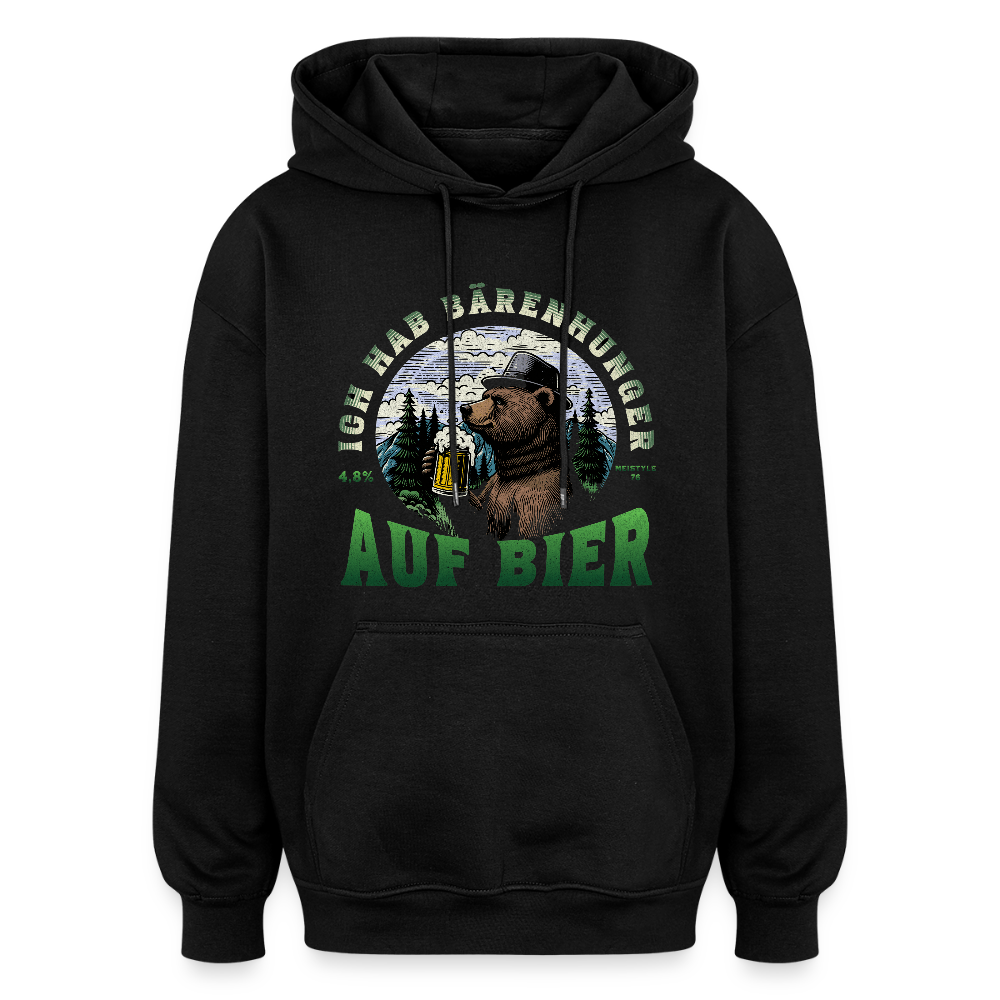 Bärenhunger auf Bier Oversized Unisex Hoodie - Schwarz