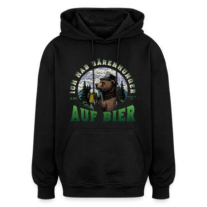 Bärenhunger auf Bier Oversized Unisex Hoodie - Schwarz