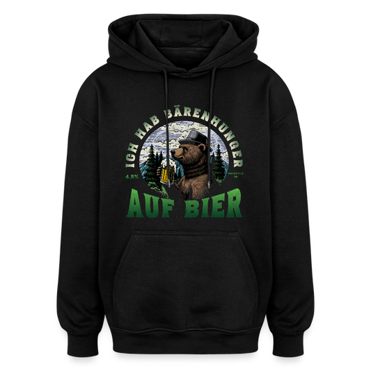 Bärenhunger auf Bier Oversized Unisex Hoodie - Schwarz