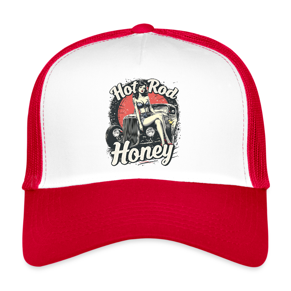 Hot Rod Honey - Trucker Cap - Weiß/Rot