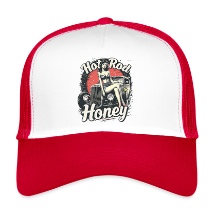 Hot Rod Honey - Trucker Cap - Weiß/Rot