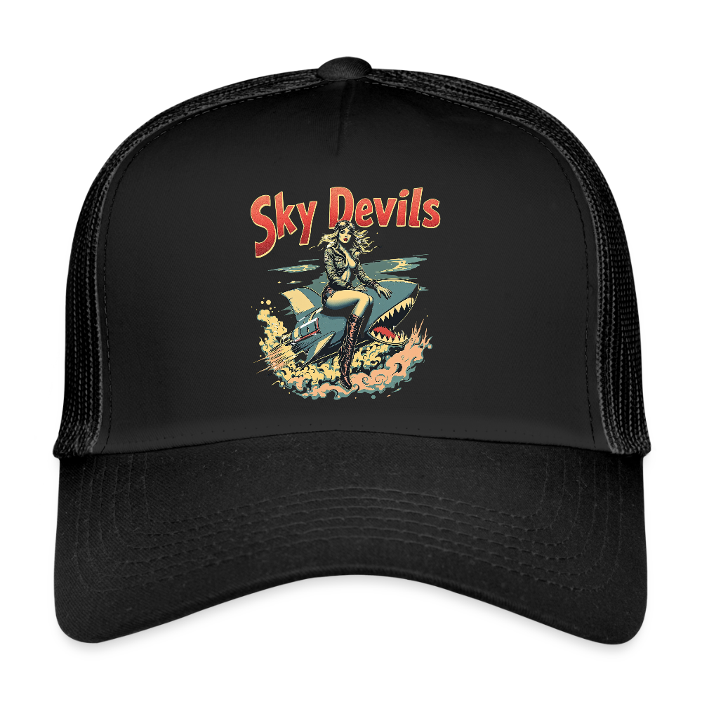 Sky Devils – Hell Yeah! - Trucker Cap - Schwarz/Schwarz
