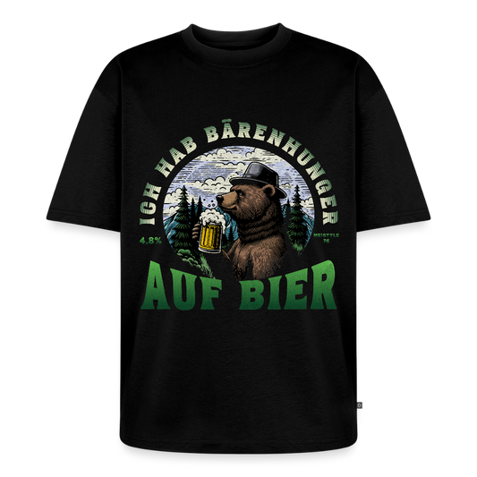 Bärenhunger auf Bier  Unisex Oversized Bio T-Shirt - Schwarz