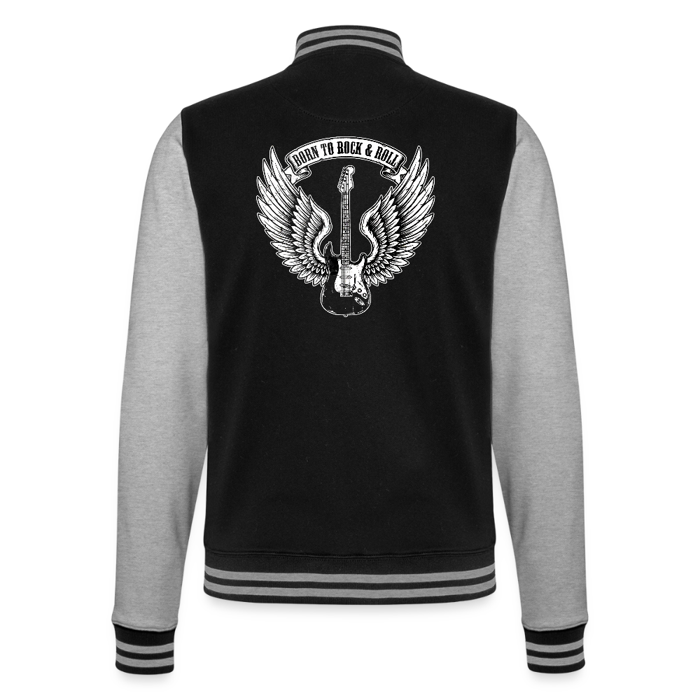 College-Sweatjacke - Schwarz/Grau meliert