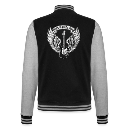 College-Sweatjacke - Schwarz/Grau meliert