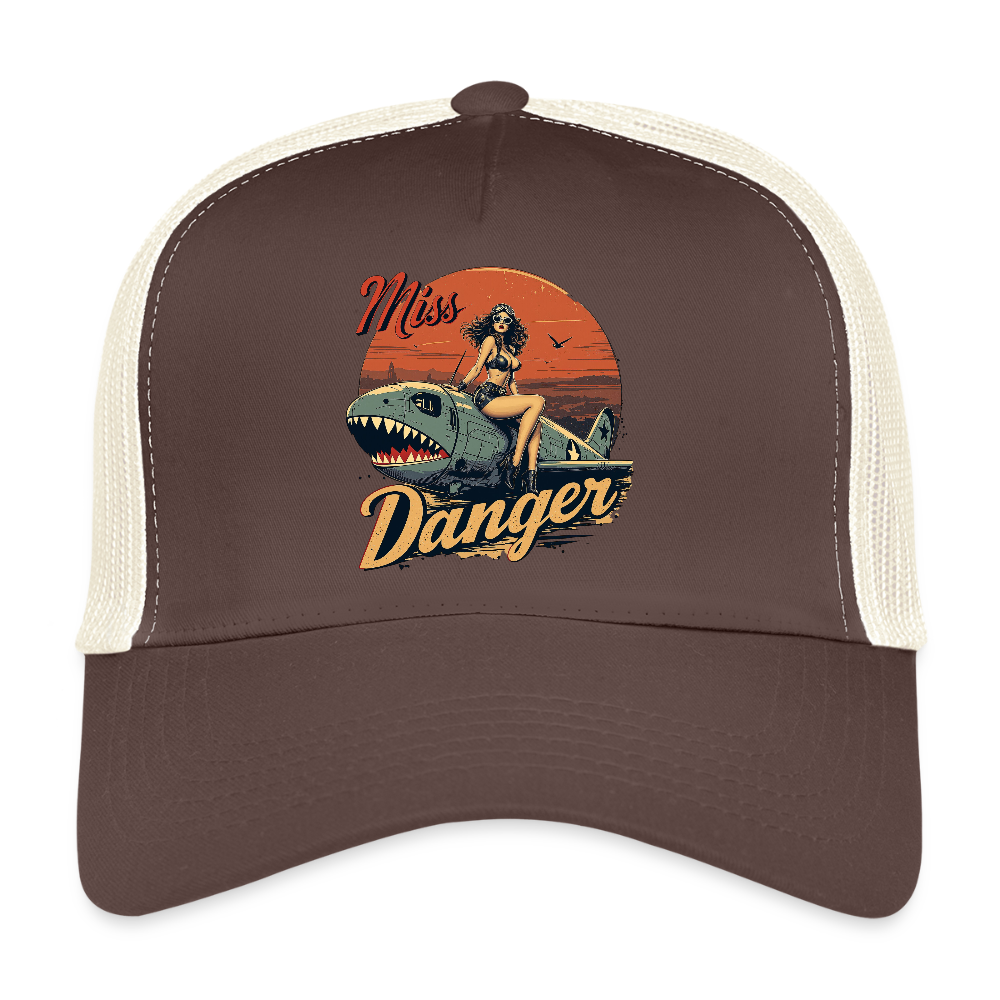 Miss Danger – Vintage Pin-Up Squadron - Trucker Cap - Braun/Beige