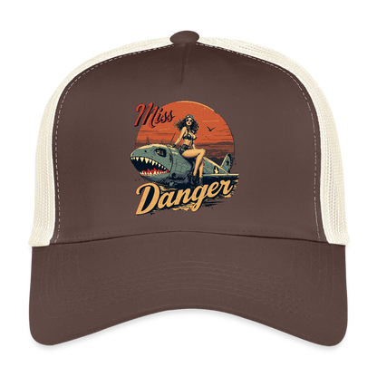 Miss Danger – Vintage Pin-Up Squadron - Trucker Cap - Braun/Beige