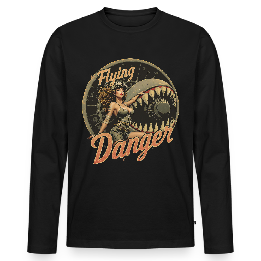 Flying Danger - Männer Premium Bio Langarmshirt - Schwarz