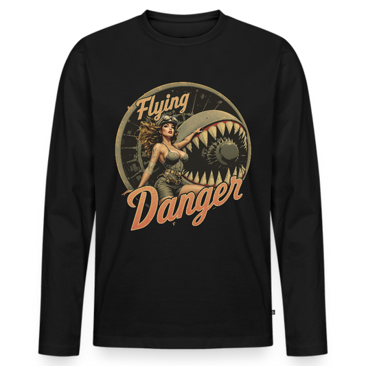 Flying Danger - Männer Premium Bio Langarmshirt - Schwarz