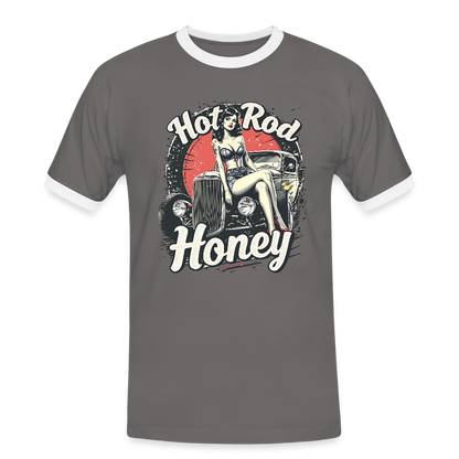 Hot Rod Honey - Männer Kontrast-T-Shirt - Dunkelgrau/Weiß