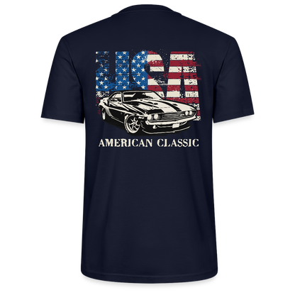 Backprint USA American Classic – Muscle Car & Flag  Stanley/Stella Unisex T-Shirt CRAFTER - Navy