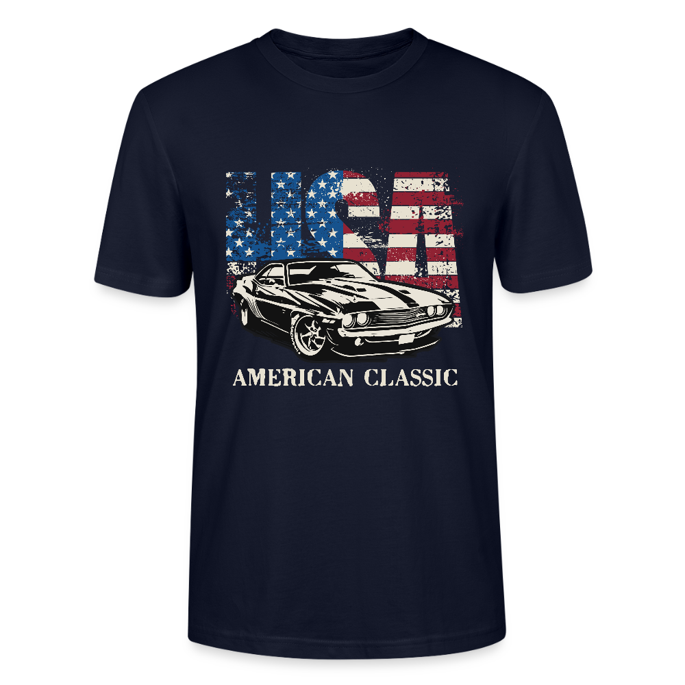 USA American Classic – Muscle Car & Flag - Stanley/Stella Unisex T-Shirt CRAFTER - Navy
