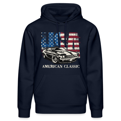 USA American Classic – Muscle Car & Flag - Stanley/Stella Unisex Bio-Hoodie DRUMMER - French Navy