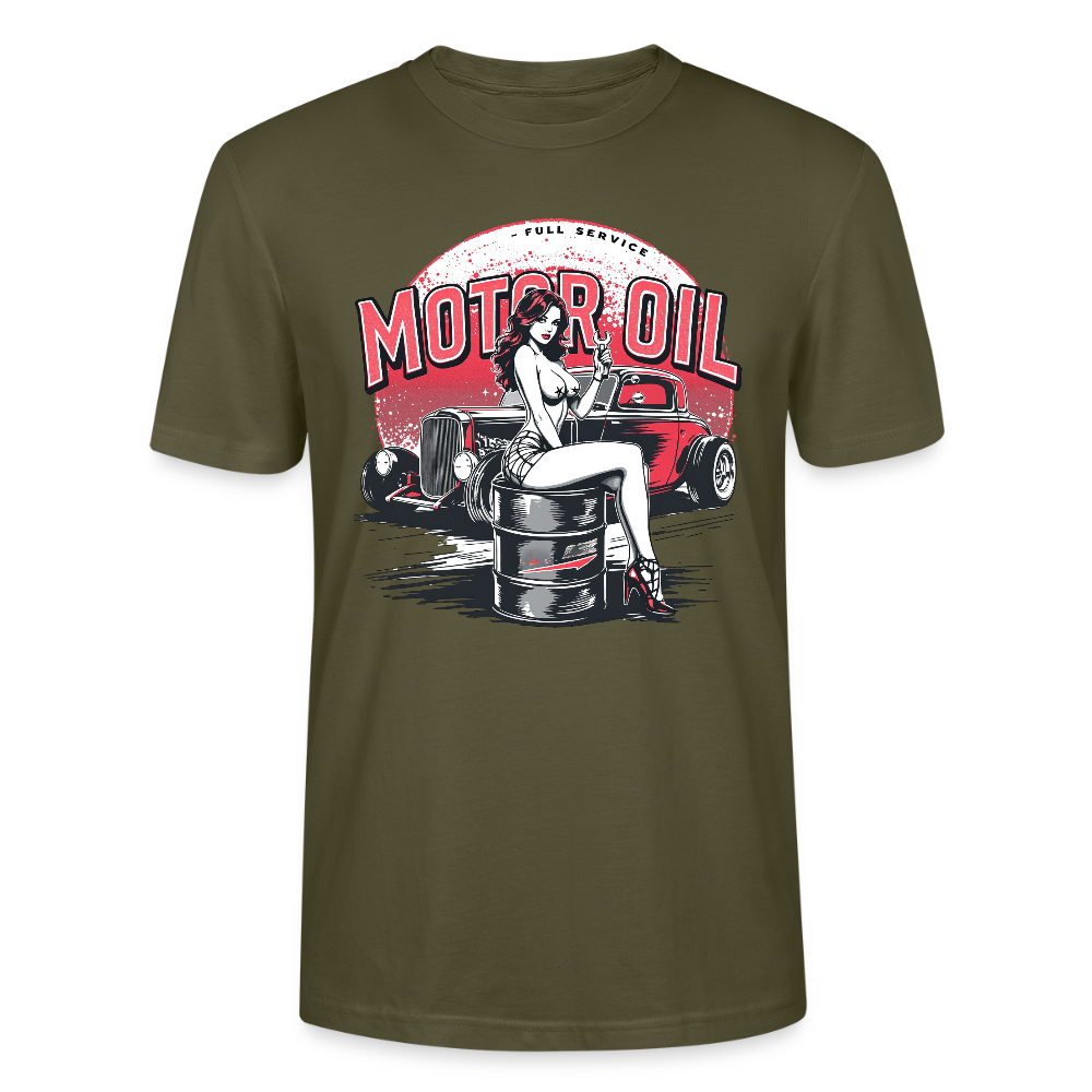 Motor Oil – Full Service Babe - Unisex T-Shirt - Khaki