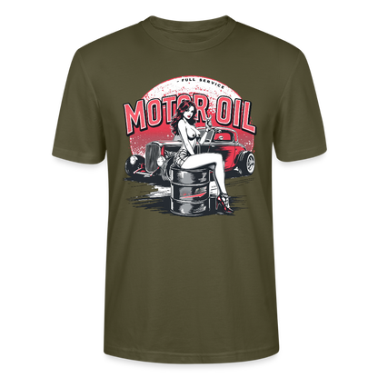Motor Oil – Full Service Babe - Unisex T-Shirt - Khaki