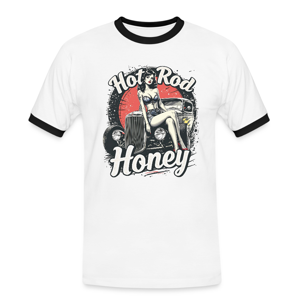 Hot Rod Honey - Männer Kontrast-T-Shirt - Weiß/Schwarz