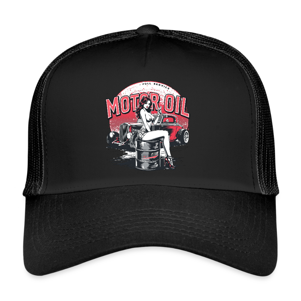 Motor Oil – Full Service Babe - Trucker Cap - Schwarz/Schwarz