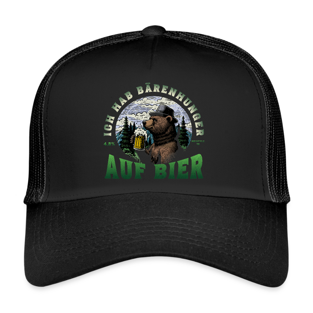 Bärenhunger auf Bier -  Trucker Cap - Schwarz/Schwarz