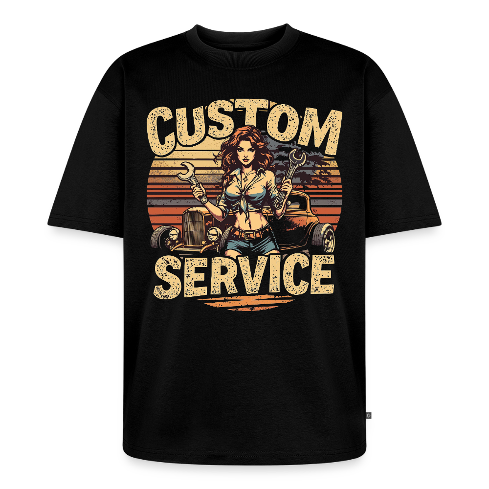 Custom Service – Hot Rod Garage Girl / Unisex Oversized Bio T-Shirt - Schwarz