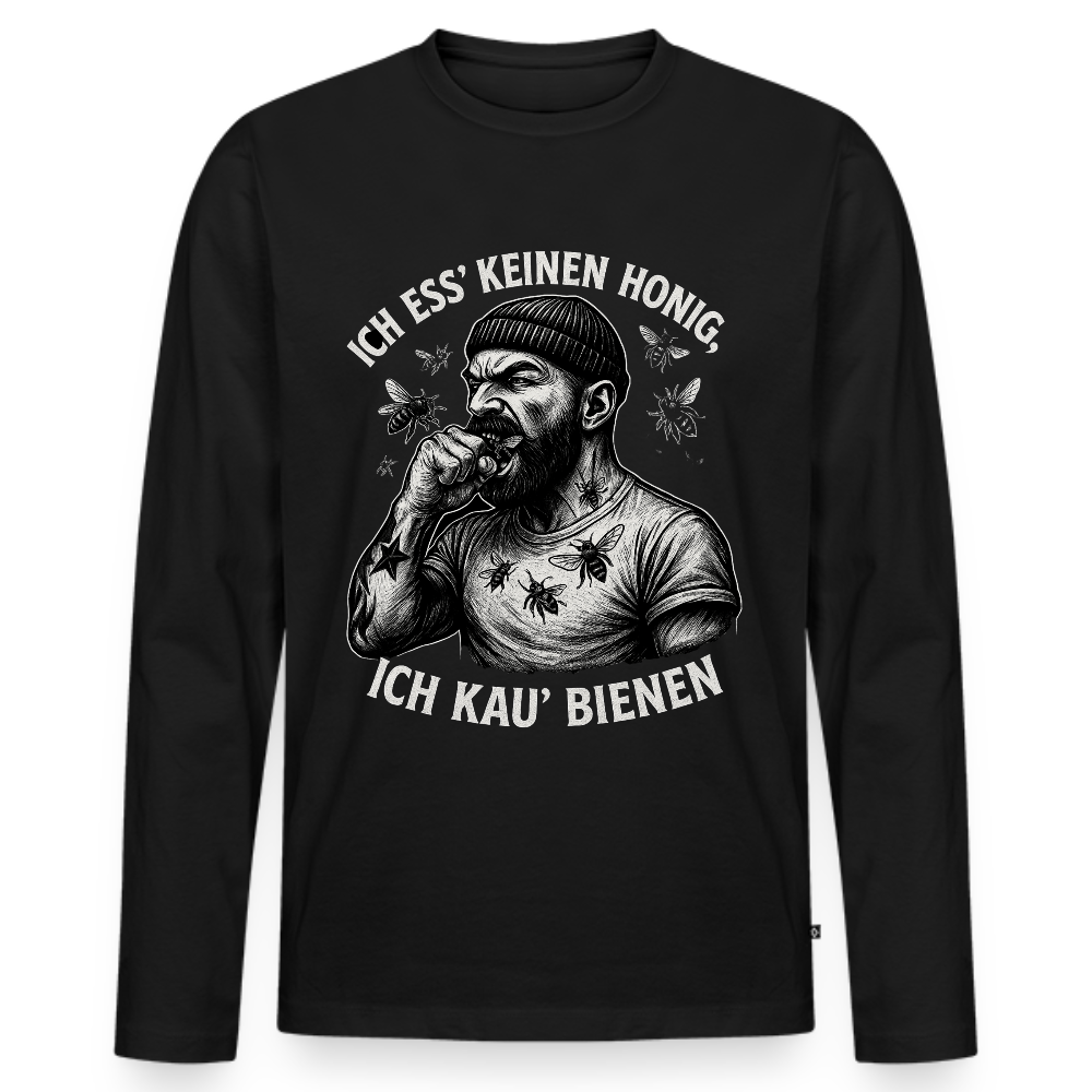 Ich kau’ Bienen - Männer Premium Bio Langarmshirt - Schwarz
