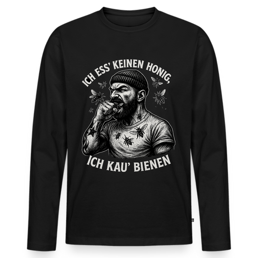 Ich kau’ Bienen - Männer Premium Bio Langarmshirt - Schwarz