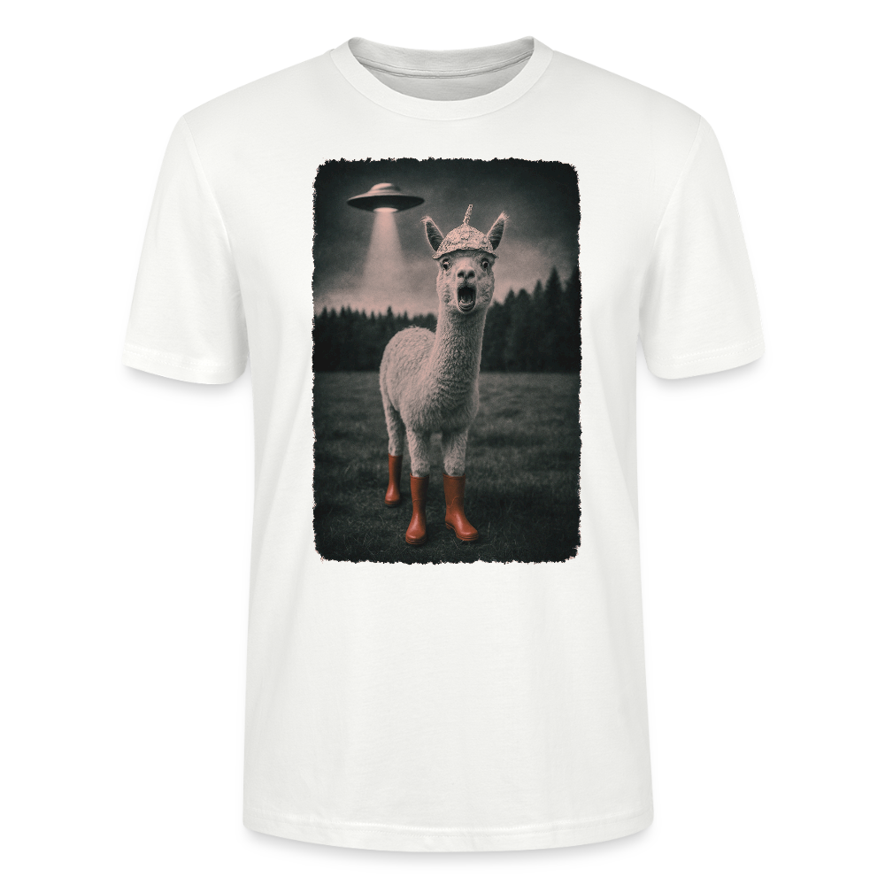 Alpaka mit Aluhut – UFO Alarm im Retro-Style - Premium T-Shirt - Weiß