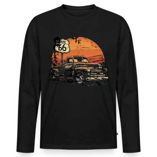 Route 66 Garage – Built to Last - Männer Premium Bio Langarmshirt - Schwarz