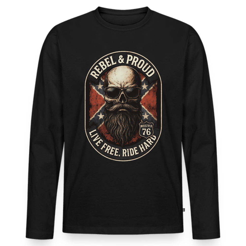 Rebel & Proud – Ride Hard - Männer Premium Bio Langarmshirt - Schwarz
