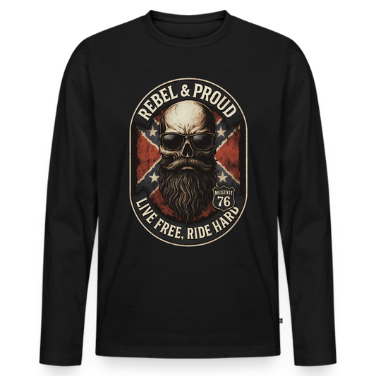 Rebel & Proud – Ride Hard - Männer Premium Bio Langarmshirt - Schwarz