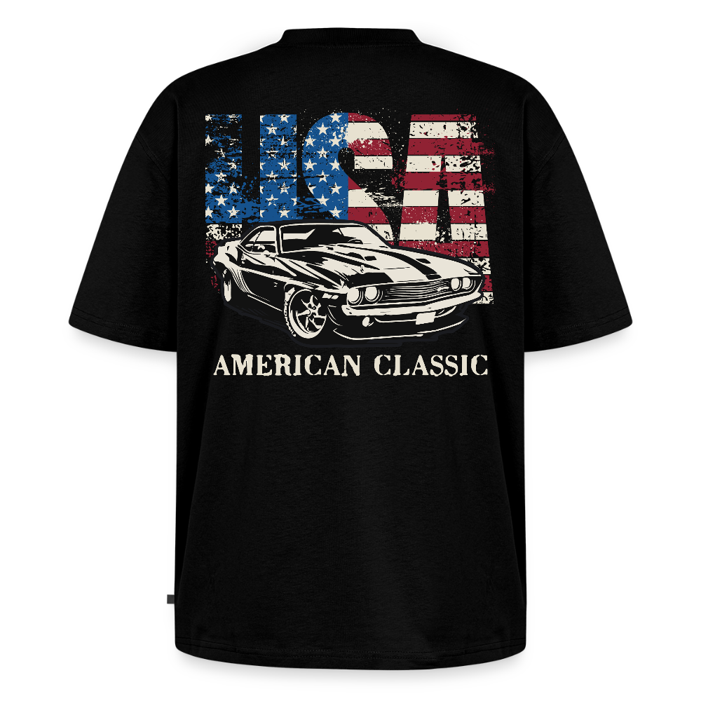 American Classic - Backprint Unisex Oversized Bio T-Shirt - Schwarz