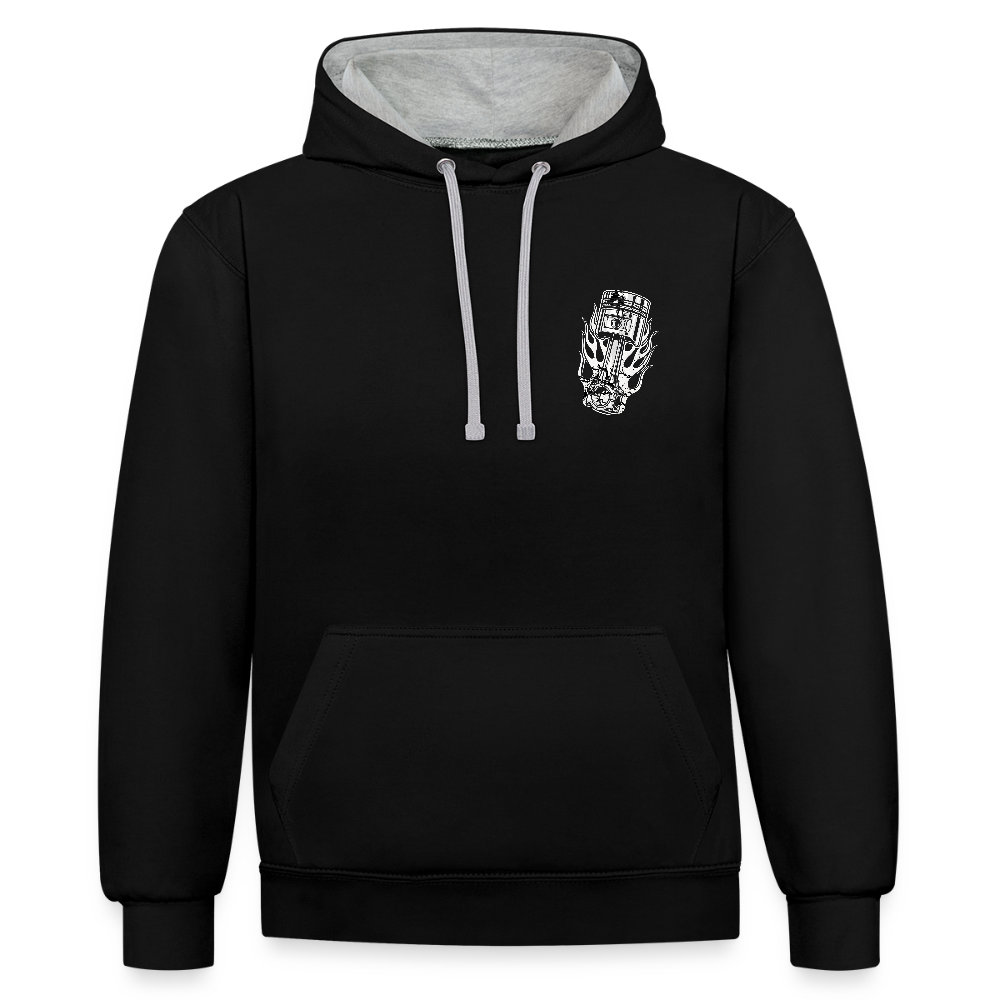 Hellcat Motor Oil – Speed & Power - Kontrast-Hoodie - Schwarz/Grau meliert