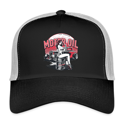 Motor Oil – Full Service Babe - Trucker Cap - Schwarz/Steingrau