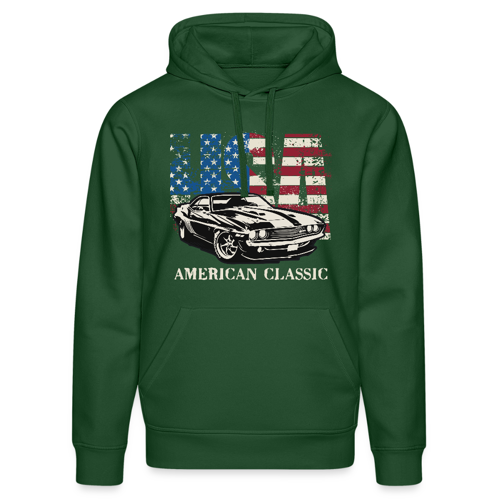 USA American Classic – Muscle Car & Flag - Stanley/Stella Unisex Bio-Hoodie DRUMMER - Flaschengrün
